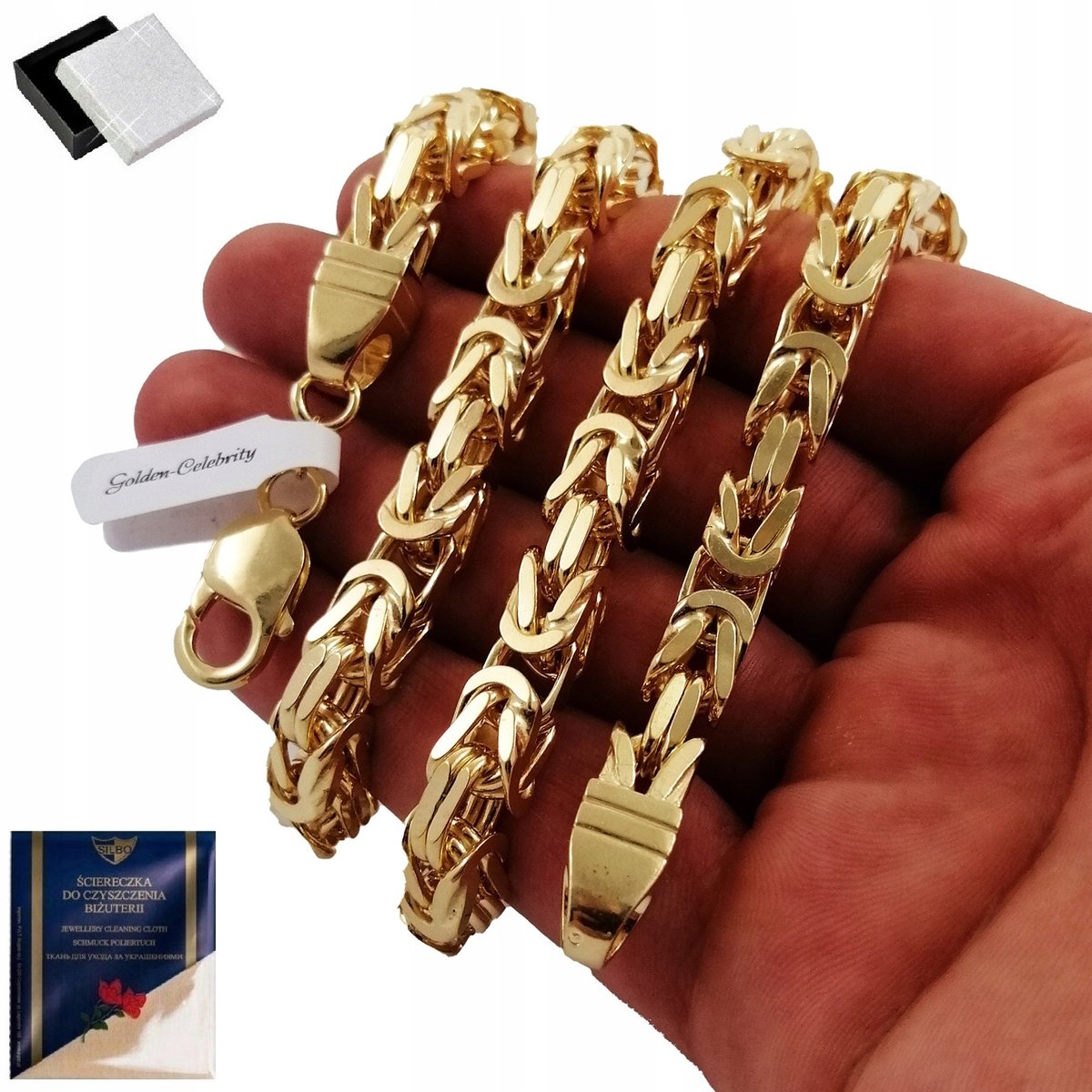 POTĘŻNY ZŁOTY ŁAŃCUSZEK SPLOT KRÓLEWSKI BIZANTYJSKI 60 CM 7 MM SREBRO 925