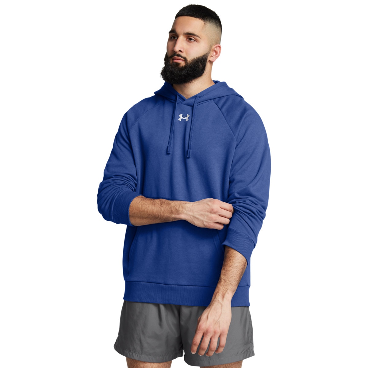 Męska bluza dresowa nierozpinana z kapturem Under Armour UA Rival Fleece Hoodie - niebieska - UNDER ARMOUR