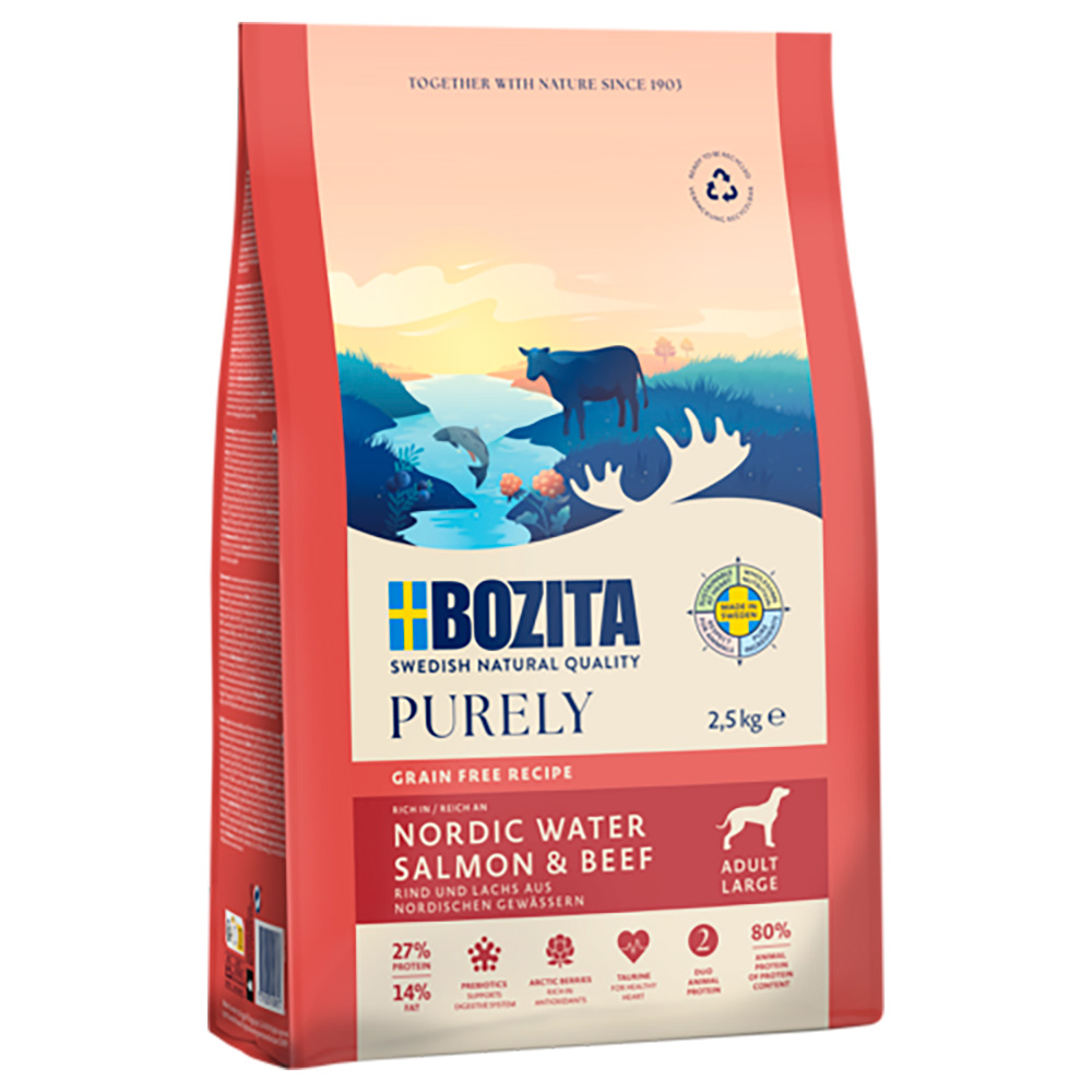 Bozita Dog Purely Adult Large Grain Free, łosoś i wołowina - 2,5 kg