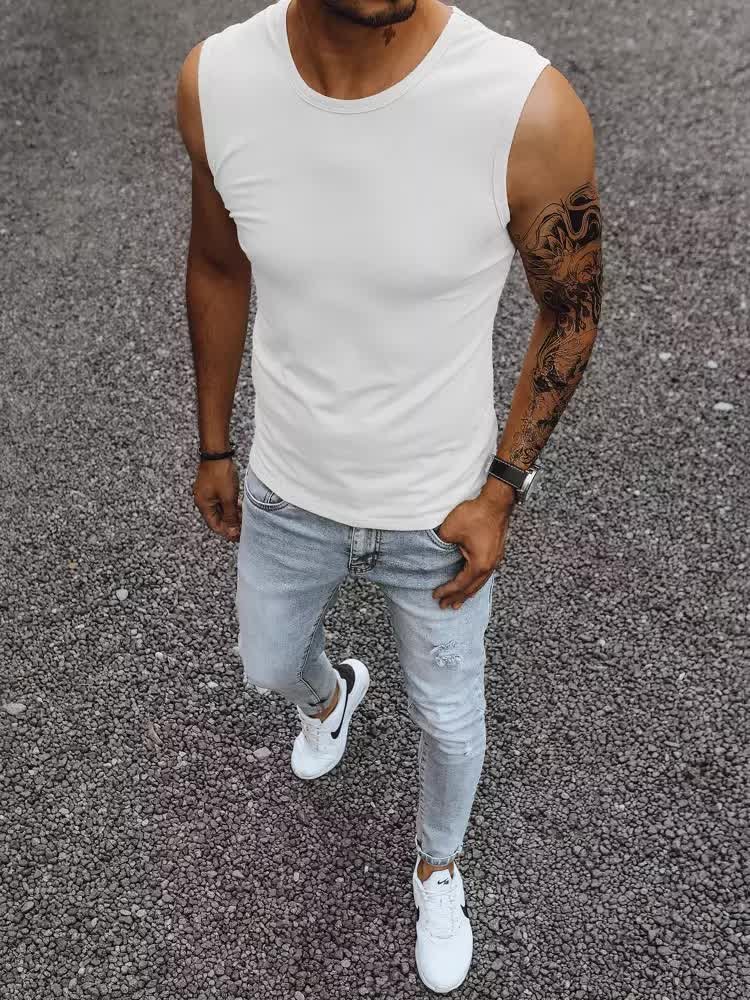 Tank top męski bez nadruku biały Dstreet RX3491-XL
