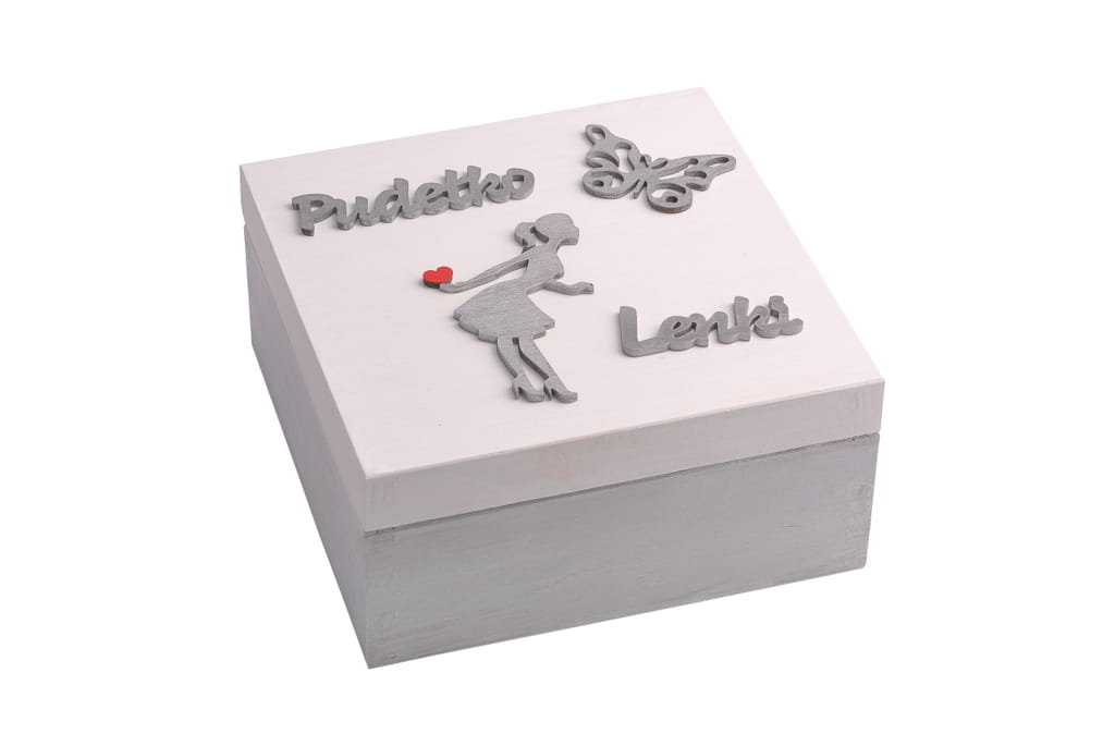 Ręcznie malowana popielata szkatułka na prezent