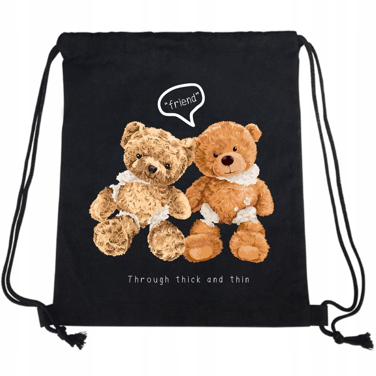 PLECAK WOREK Czarny Bawełniany Mocny FRIEND Wzory