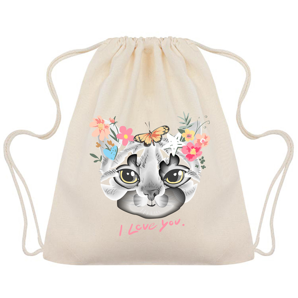 WORKO-PLECAK BEŻOWY Na Buty KOCHAM KOTY Wzory