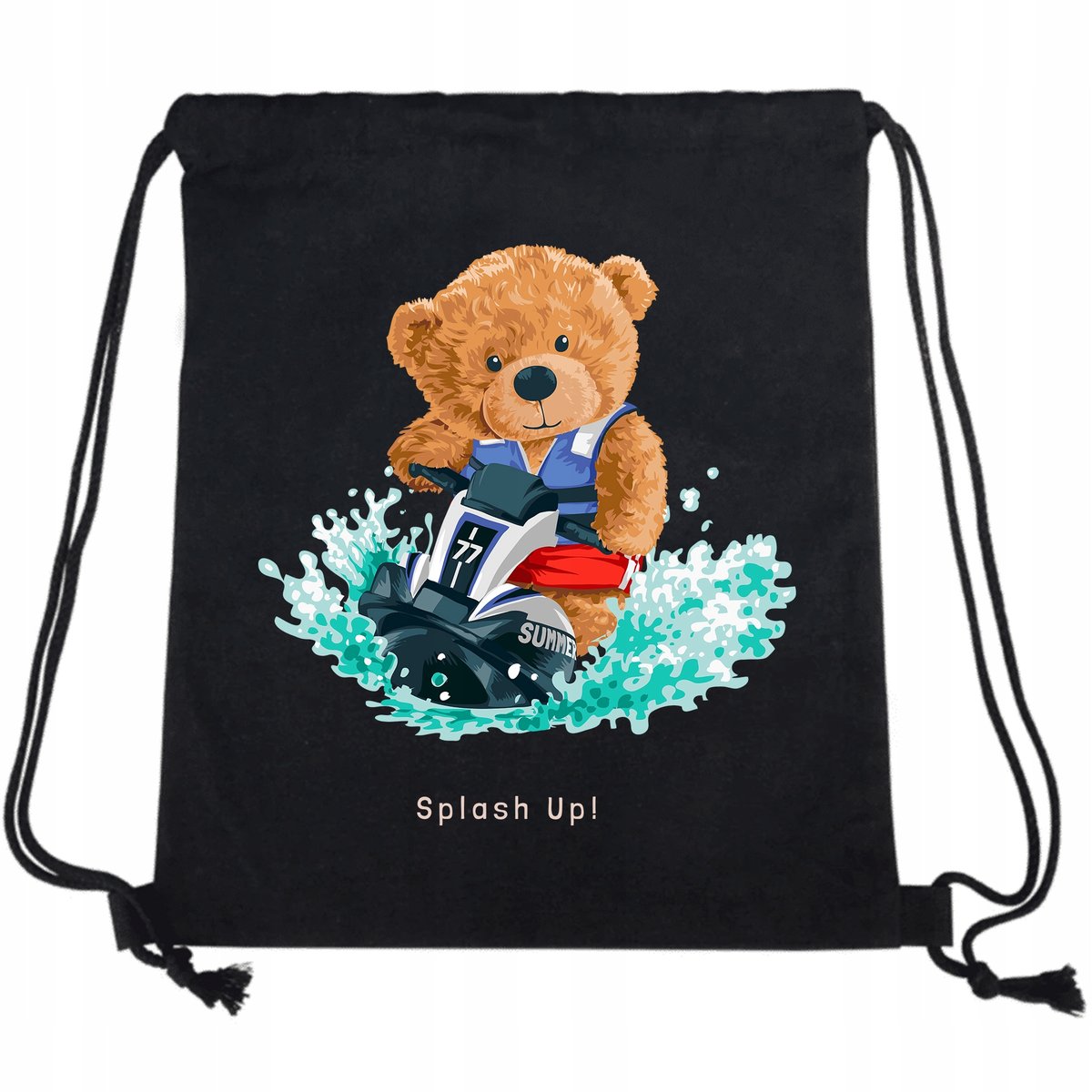 PLECAK WOREK Czarny Bawełna Mocny WAKACJE Wzory