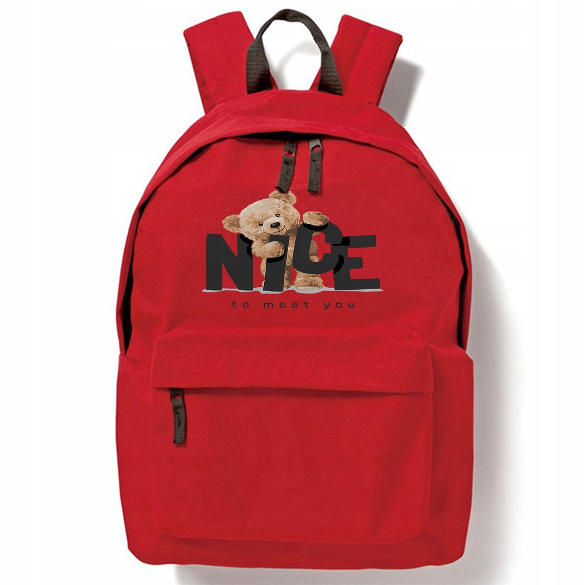 PLECAK SZKOLNY CZERWONY NICE TO MEET YOU Wzory