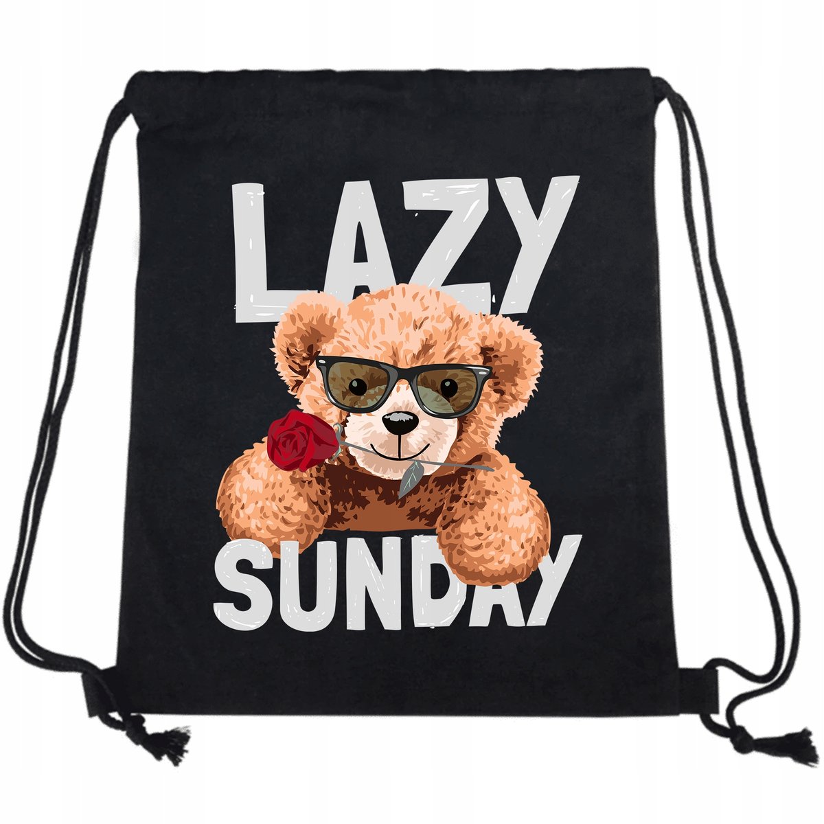 PLECAK WOREK Czarny Bawełna Mocny PLUSZAKI Wzory