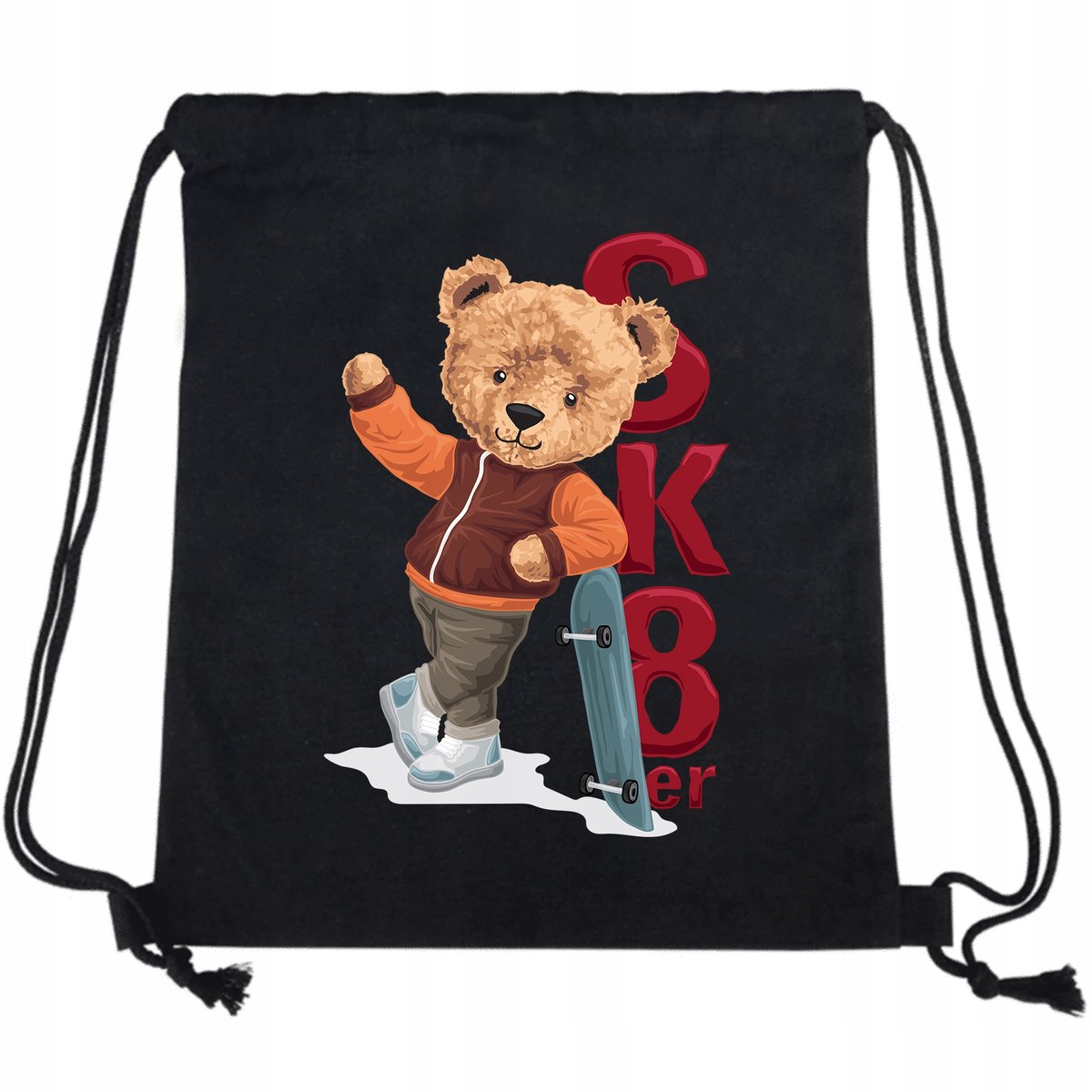 PLECAK WOREK Czarny Bawełniany Mocny SKATER Wzory