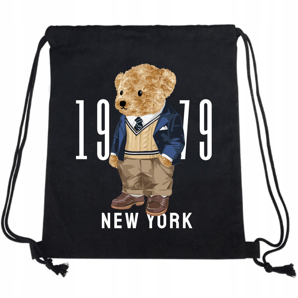 PLECAK WOREK Czarny Bawełna Mocny NEW YORK Wzory