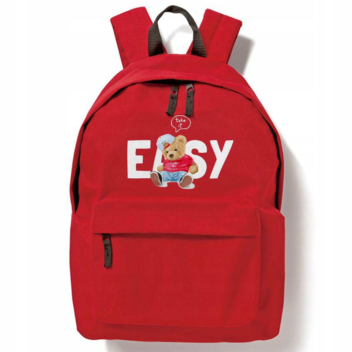 PLECAK SZKOLNY DLA UCZNIA CZERWONY EASY MIŚ Wzory