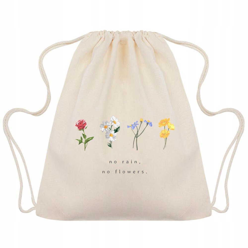 WORKO-PLECAK BEŻOWY Na Buty KWIATY TEKST Wzory