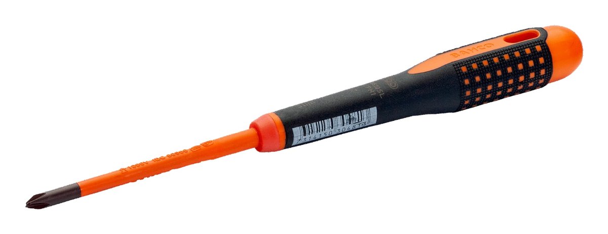 BAHCO Wkrętak izolowany ERGO SLIM kombinowany do śrub 5.0/PH1 x 80 mm