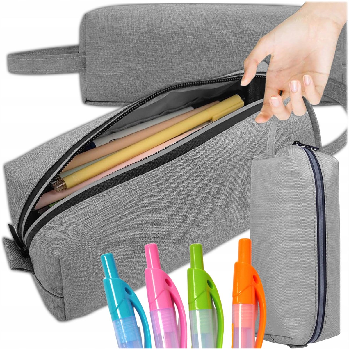 Piórnik Szkolny dla Chłopca Dziewczynki Saszeta do Szkoły Szary z Uchwytem