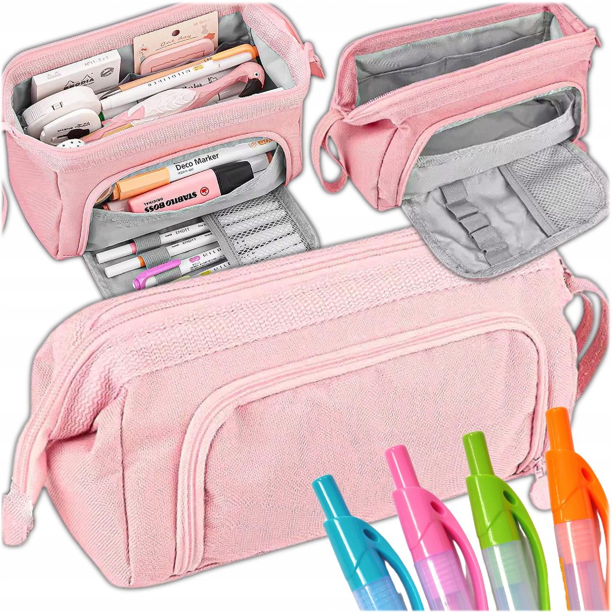 Duży Piórnik Szkolny Saszeta do Szkoły z Uchwytem dla Dziewczynki Chłopca