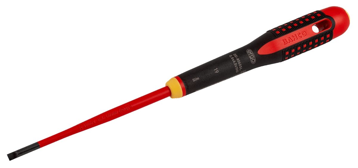 BAHCO Wkrętak izolowany ERGO SLIM płaski 0,8x4,0x100 mm