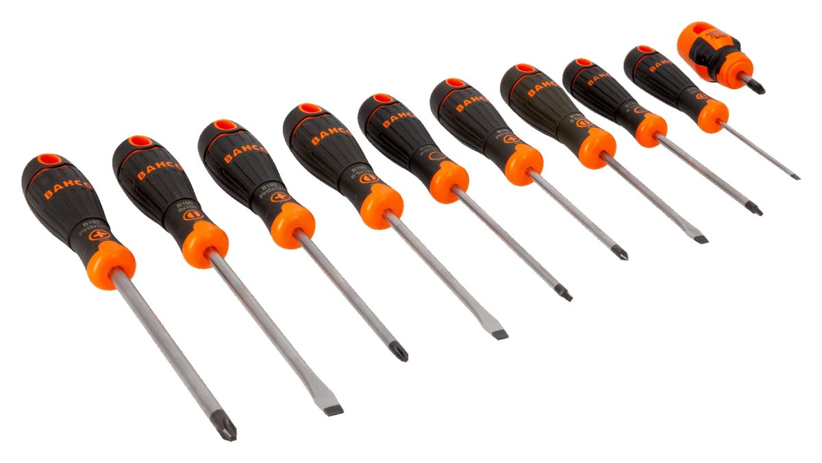 BAHCO Zestaw 10 wkrętakówFit do śrub płaskich, Phillips, Pozidriv i Robertson