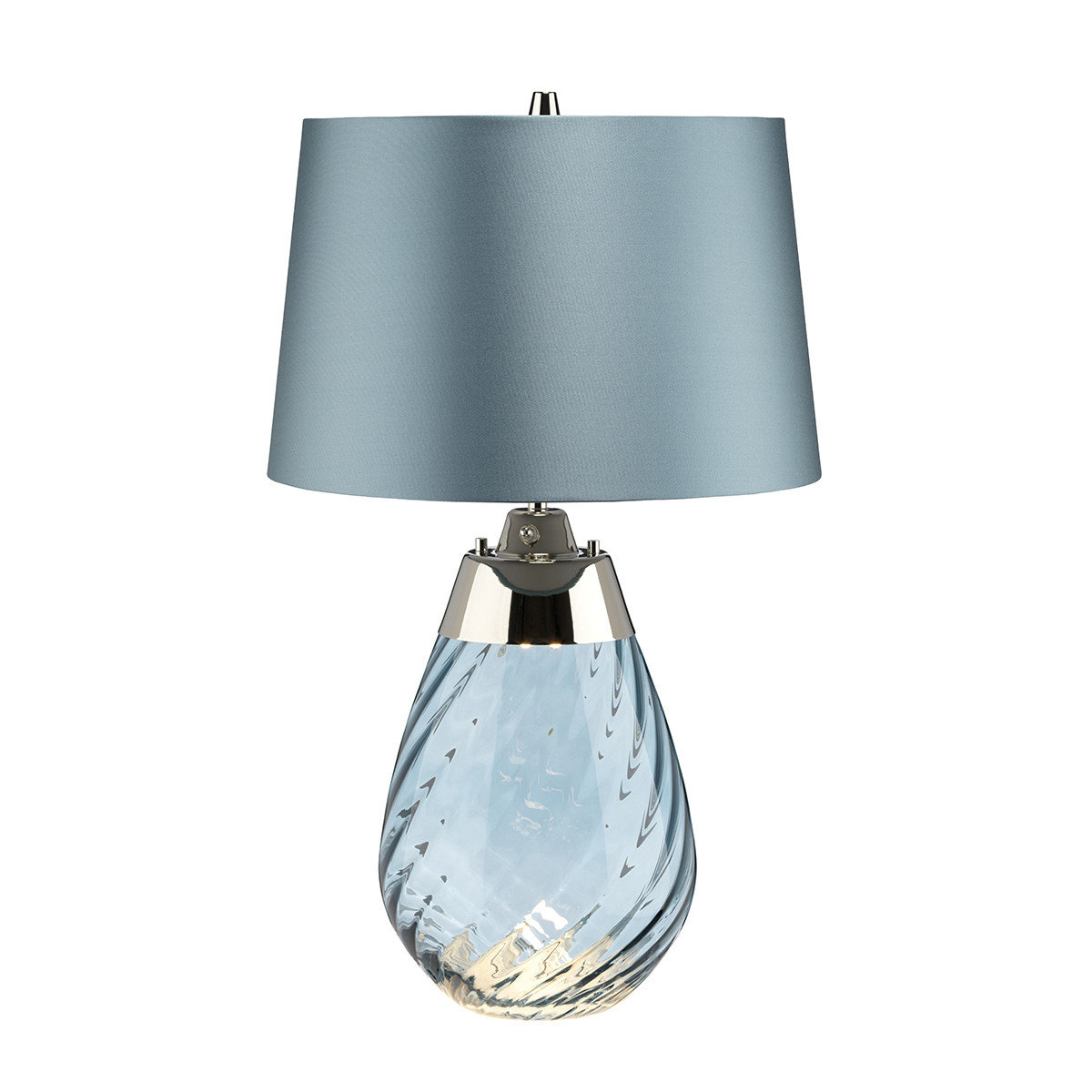 Lampa stołowa niebieska szklana z abażurem 60 cm Lena E27 60W Elstead