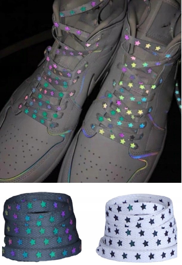 ODBLASKOWE Sznurówki Sznurowadła do butów gwiazdki