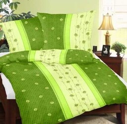 Karo Pościel z kory 160x200 wzór 125/5 Margaretka stojąca zielona na guziki 100% bawełna gruba