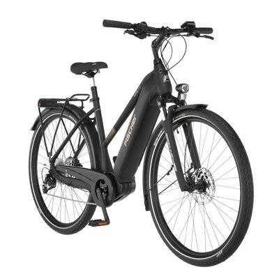 Fischer E-Bike Trekking VIATOR 4.2i rower elektryczny dla kobiet i mężczyzn, RH 45 cm, silnik środkowy 80 Nm, akumulator 36 V, czarny matowy, 45 cm-711 Wh