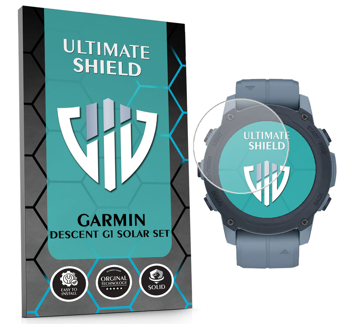 SZKŁO HYBRYDOWE SZKIEŁKO OCHRONNE NA SMARTWATCH GARMIN DESCENT G1 SOLAR SET