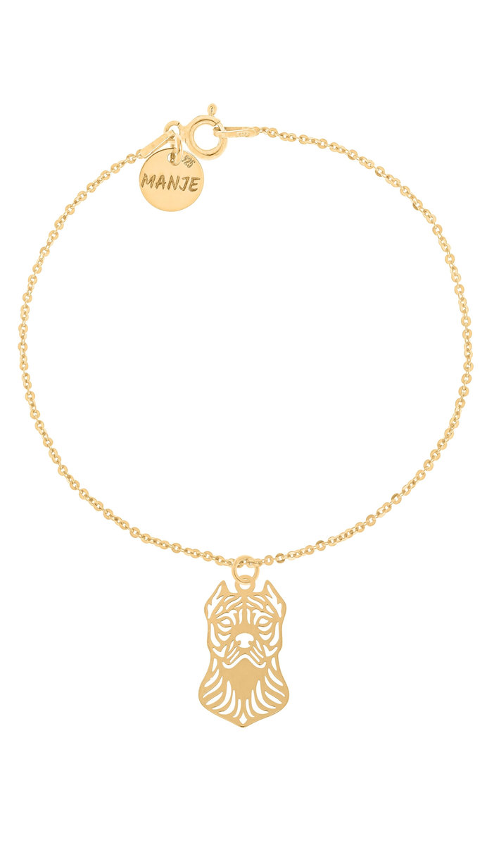 Pozłacana bransoletka z psem Pitbull / Amstaff