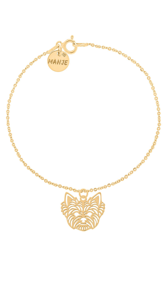 Pozłacana bransoletka z psem Yorkshire Terrier