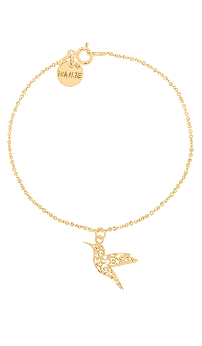 Pozłacana bransoletka z kolibrem