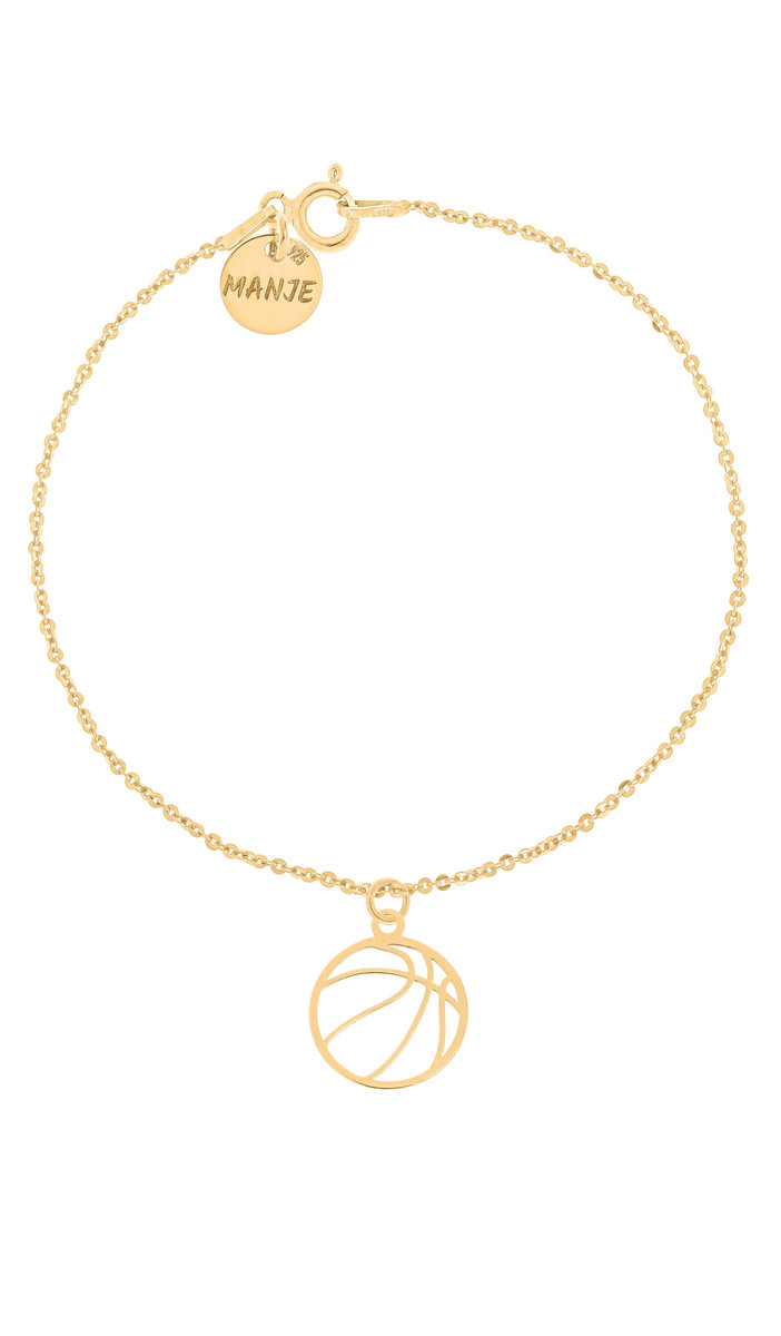 Pozłacana bransoletka z piłką do koszykówki
