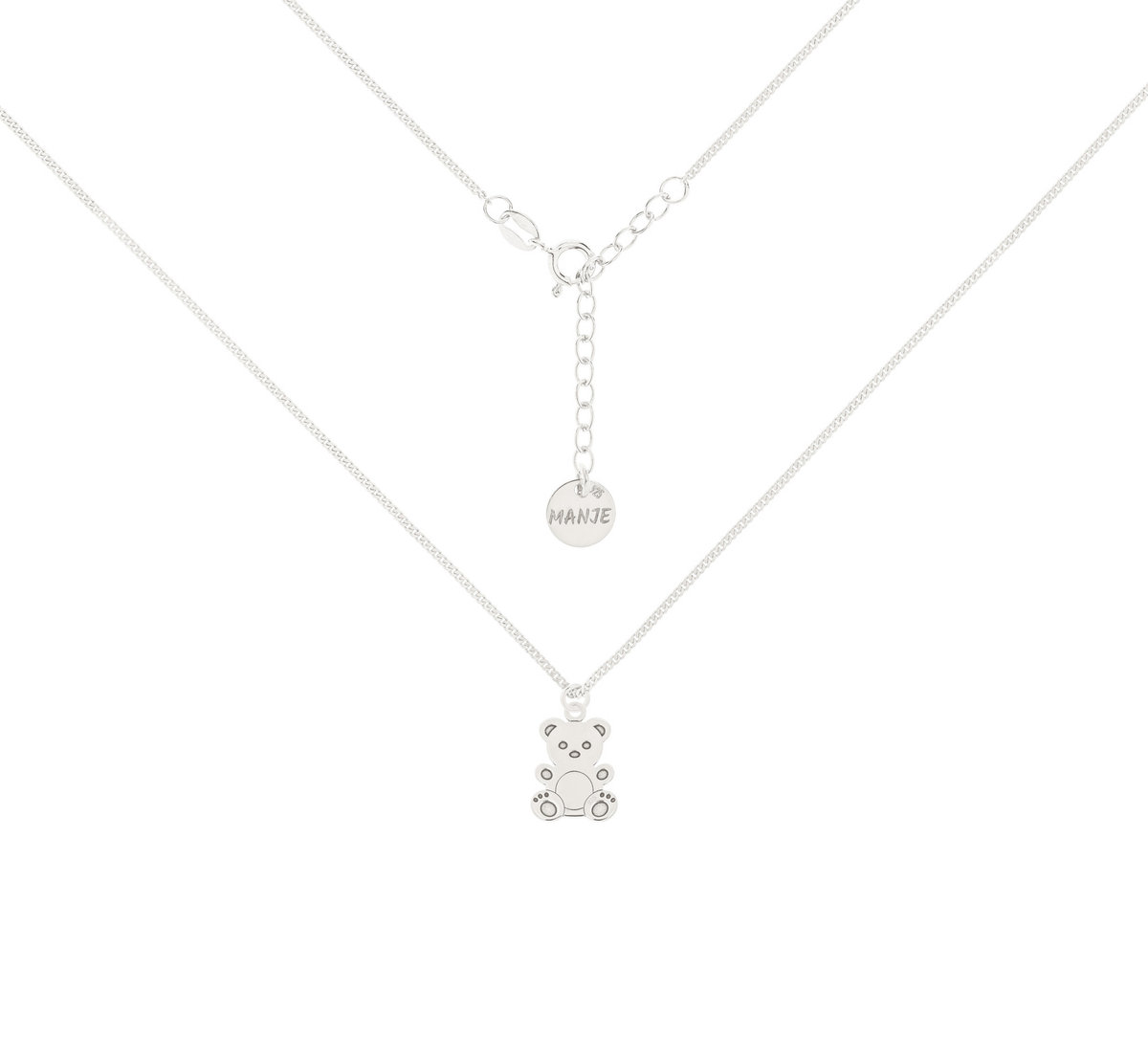 Srebrny choker pancerka z misiem