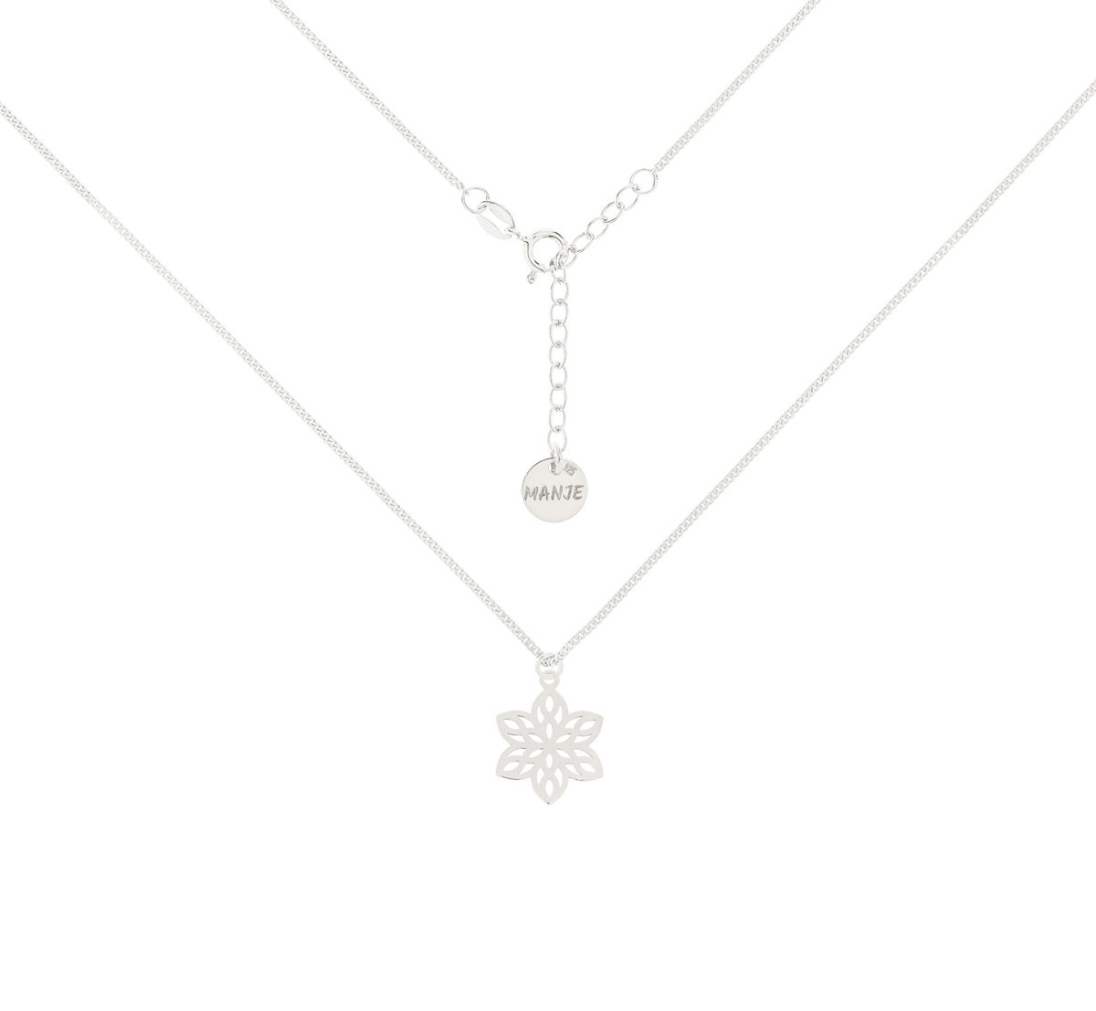 Srebrny choker pancerka z ażurowym kwiatkiem