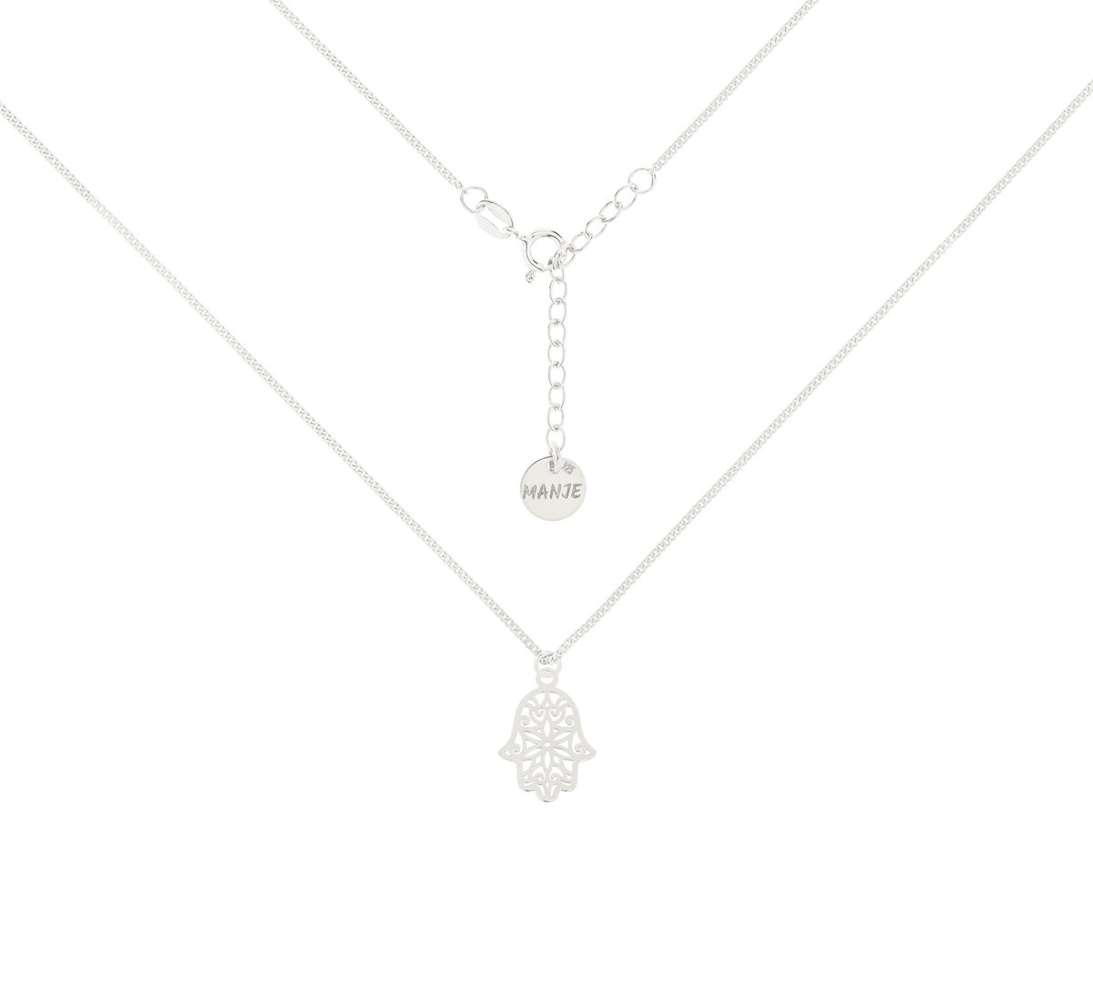 Srebrny choker pancerka z ażurową ręką Fatimy