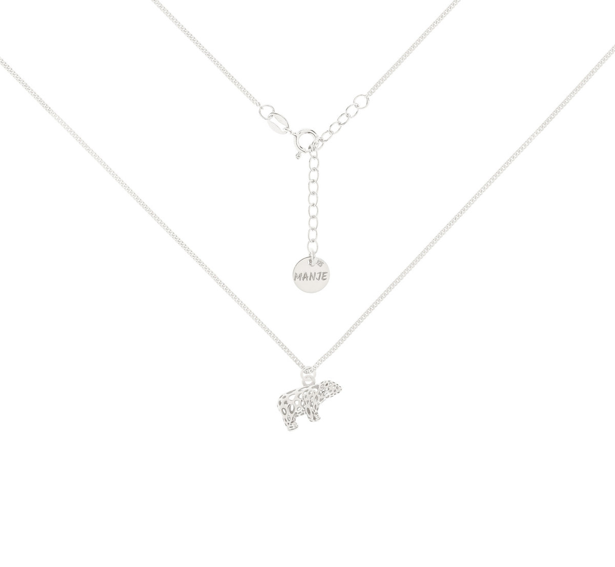 Srebrny choker pancerka z niedźwiedziem