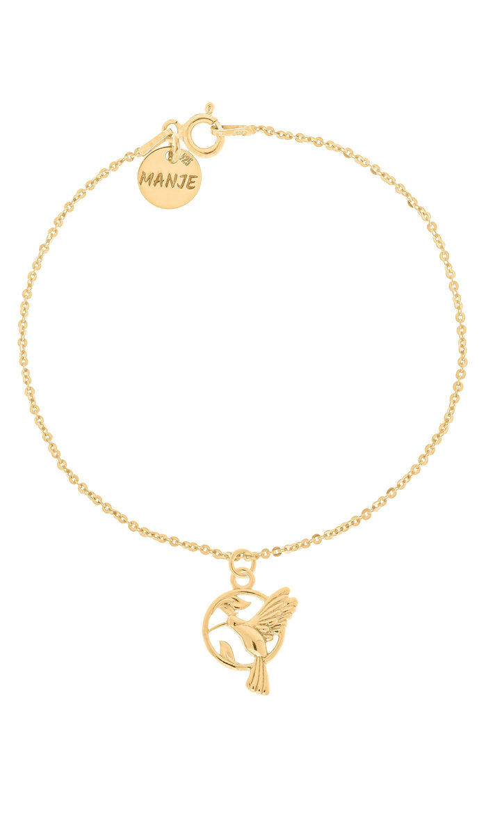 Pozłacana bransoletka z kolibrem w kółeczku