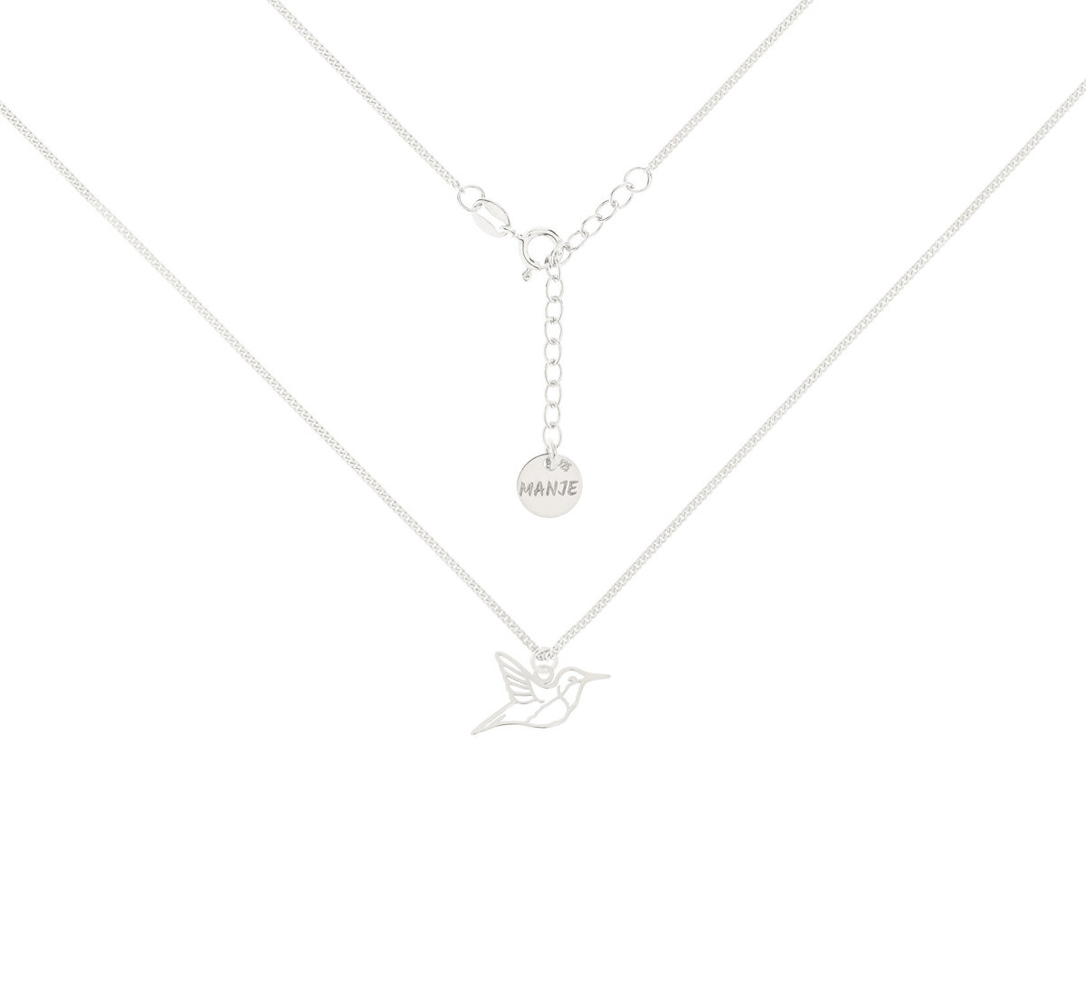 Srebrny choker pancerka z kolibrem
