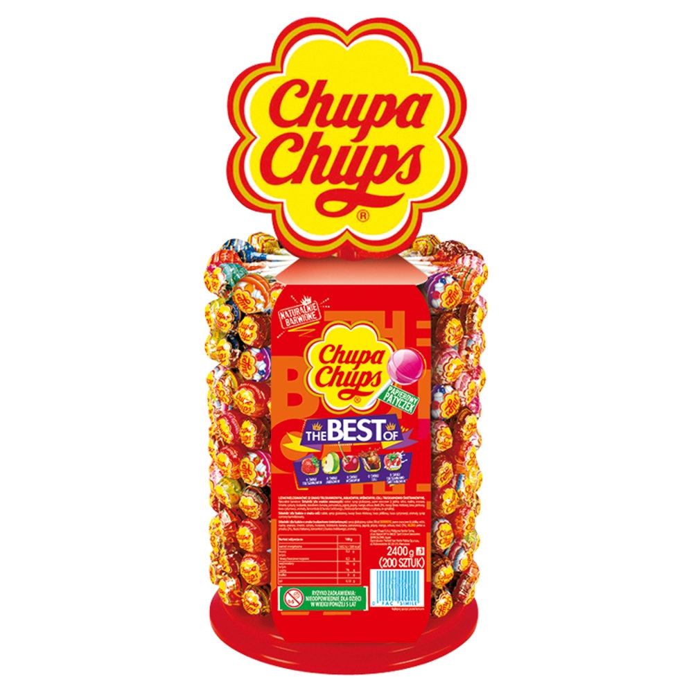 Lizaki owocowe CHUPA CHUPS Karuzela stojak MIX smaków 200x 12g