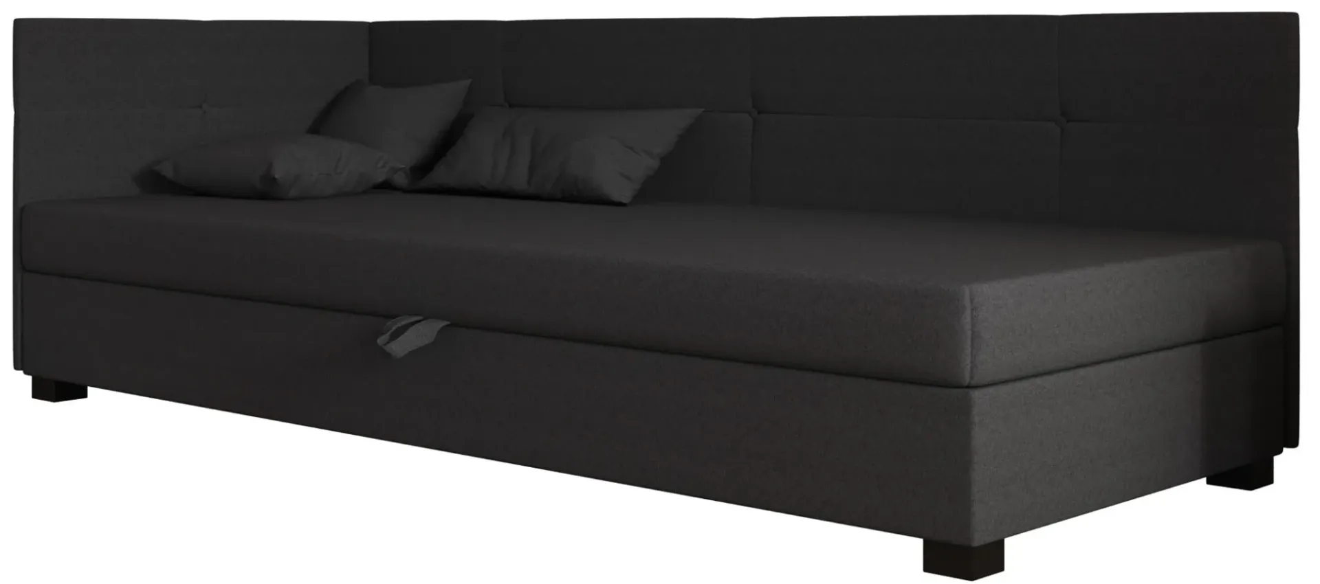 Ciemnoszary tapczan pojedynczy z pikowanymi bokami G1-E08