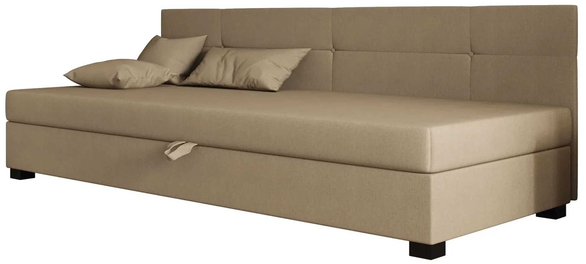 Jasnobrązowy tapczan z pikowanym oparciem 5 rozmiarów L6-N13