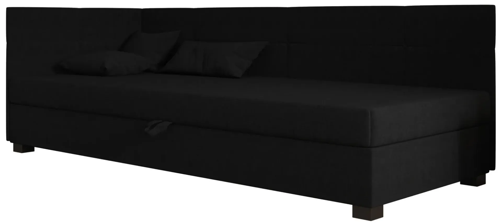 Czarny tapczan z pikowanym bokiem i zagłówkiem W6-H97