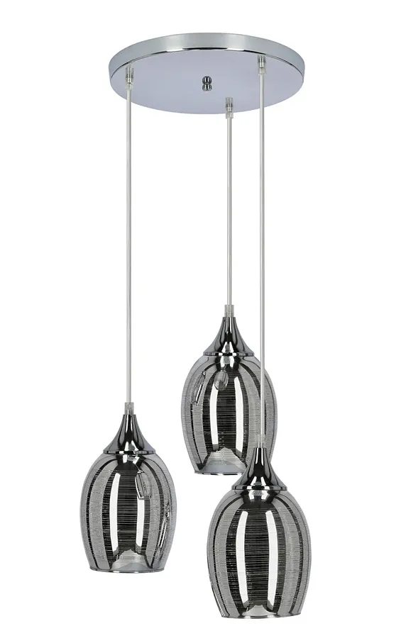 Potrójna lampa wisząca z chromowanym kloszem - 12X D146 G6-S12