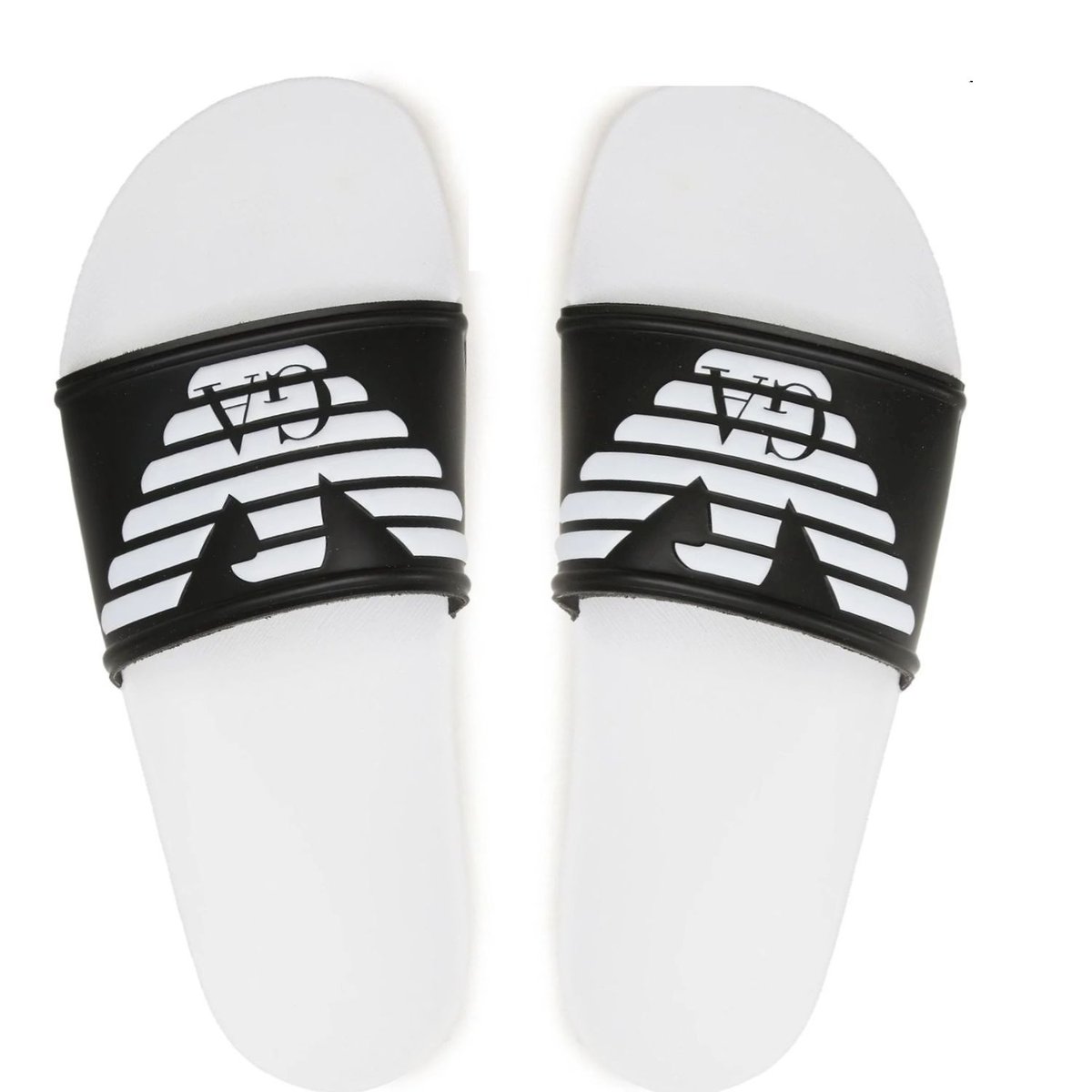 Klapki męskie Emporio Armani Beachwear wsuwane biało-czarne-46