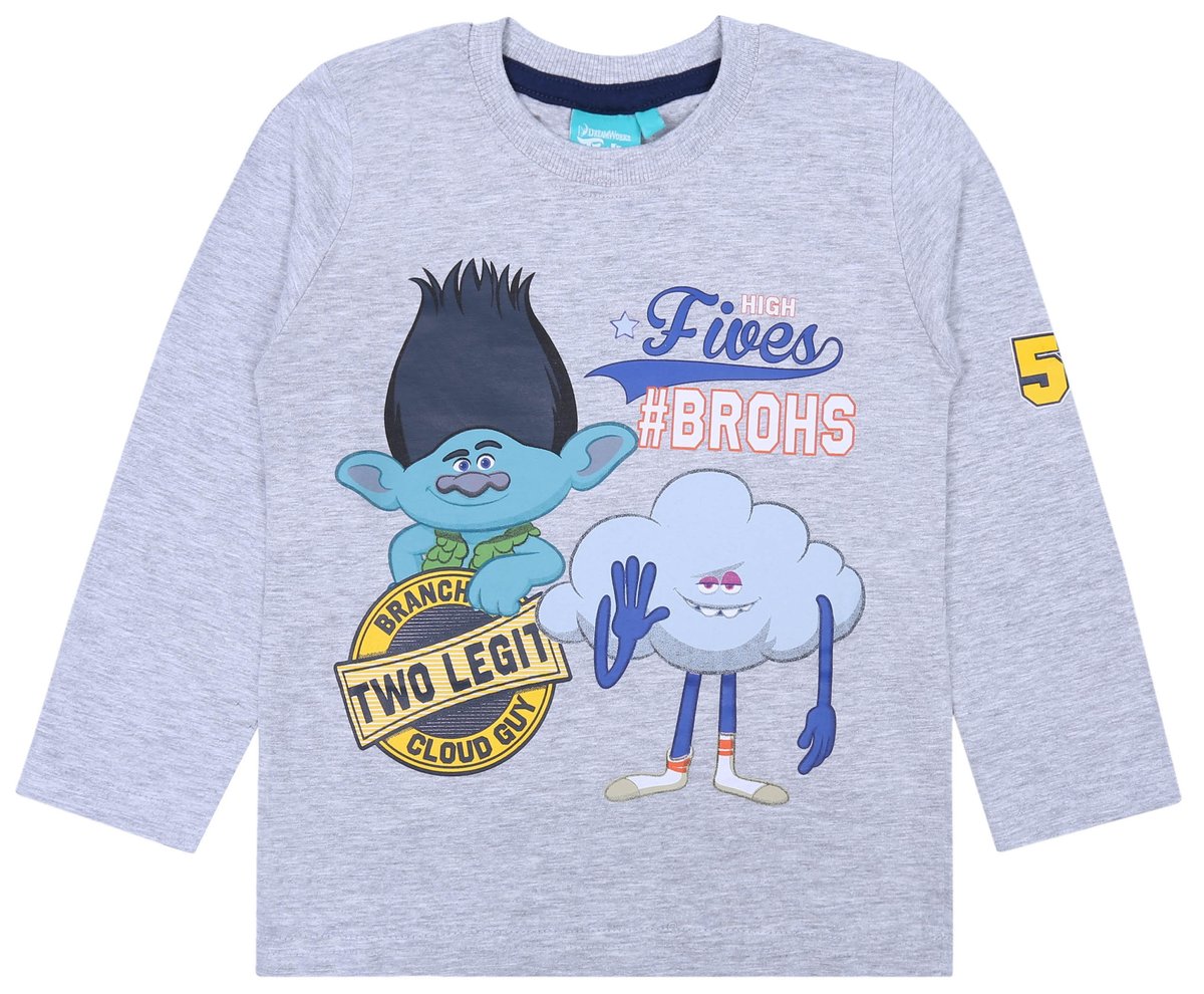 Szara, chłopięca bluzka z długim rękawem TROLLS 3 lata 98 cm