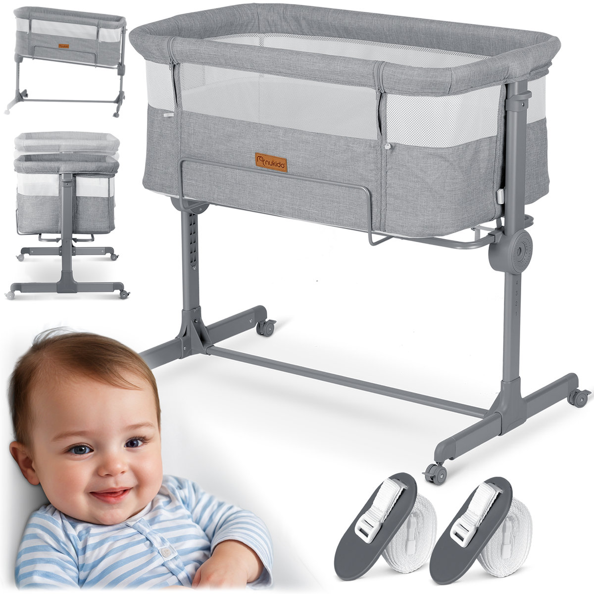 Łóżeczko dziecięce dostawka składane Nukido 0-5m 9kg