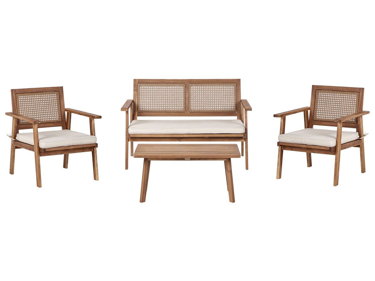 Zestaw wypoczynkowy Drewno akacjowe Jasnobeżowy ARENELLA