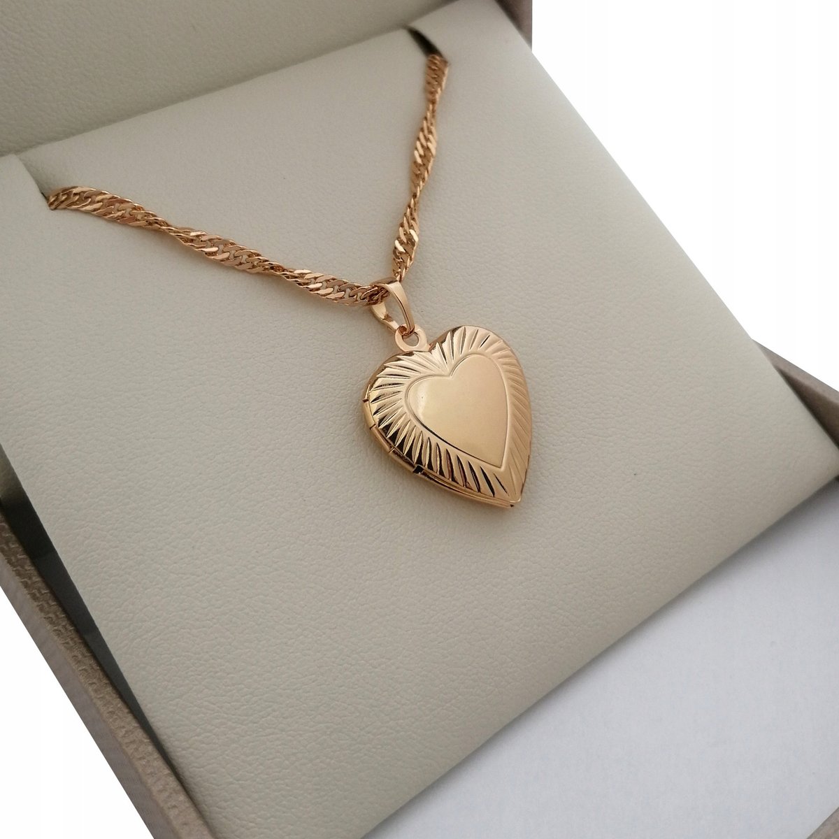 ZŁOTY ŁAŃCUSZEK + OTWIERANY SEKRETNIK SERCE 55 CM