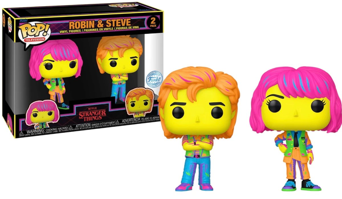 funko pop! stranger things tv 2 pack robin & steve (blklt)