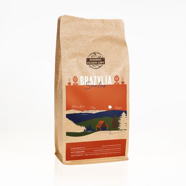 ŚWIEŻO PALONA KAWA ZIARNISTA BRAZYLIA SANTOS 1KG 100% ARABICA