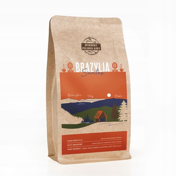 ŚWIEŻO PALONA KAWA MIELONA BRAZYLIA SANTOS 250g 100% ARABICA SPECIALITY
