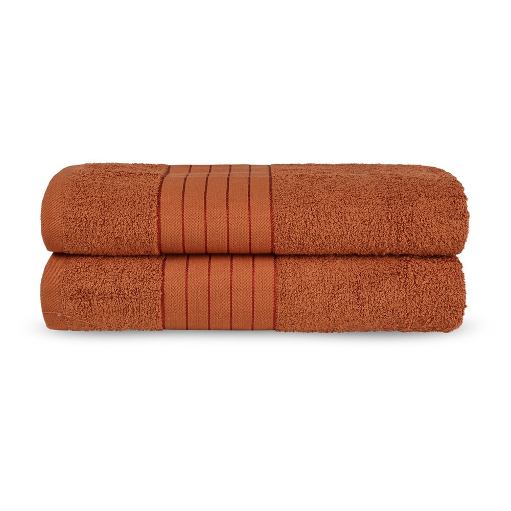 Ceglaste bawełniane ręczniki kąpielowe frotte zestaw 2 szt. 70x140 cm – Good Morning