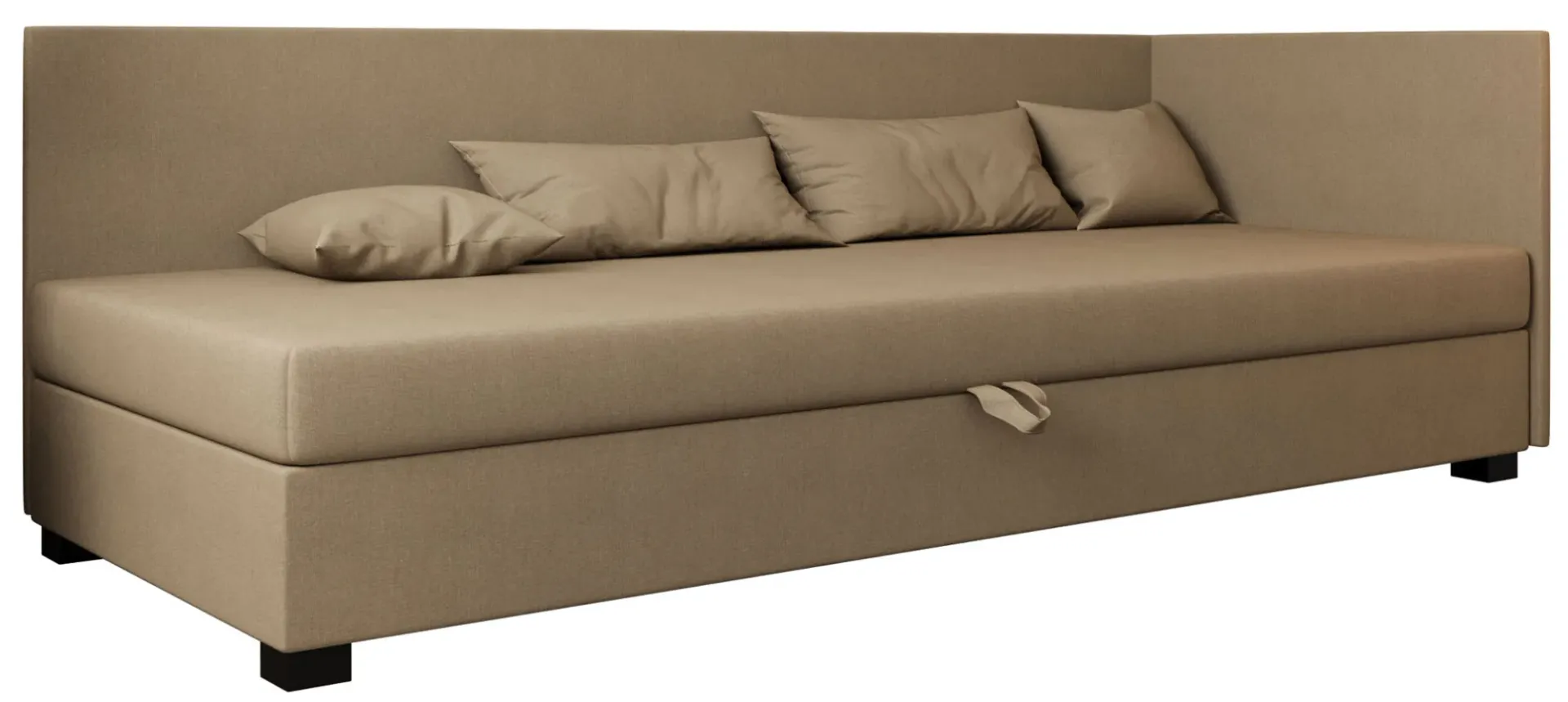 Jasnobrązowy tapczan młodzieżowy z poduszkami D0-B26