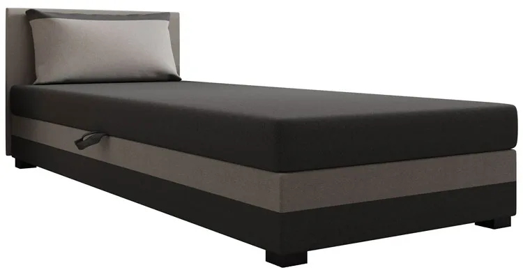 Nowoczesny tapczan z pojemnikiem i zagłówkiem jasny szary + ciemny szary T0-M54